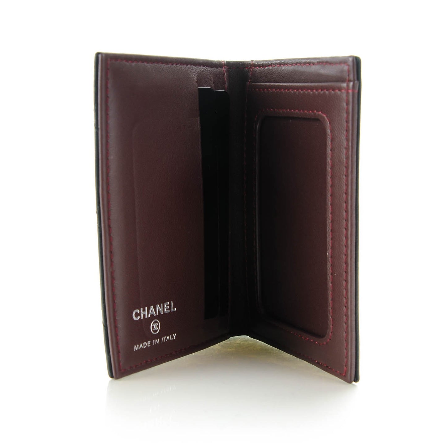 Lambskin Quilted Card Holder Wallet Black