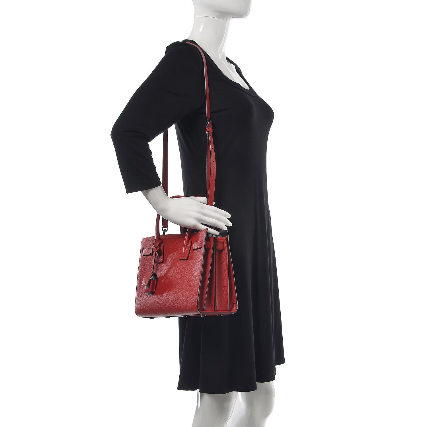 Saint Laurent Grained Calfskin Baby Sac De Jour Red 2 of 10
