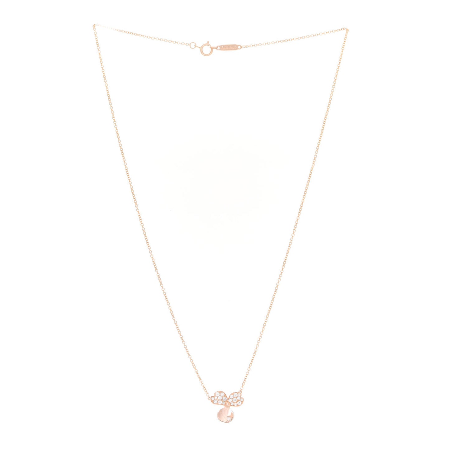 18K Rose Gold Diamond Paper Flowers Pendant Necklace