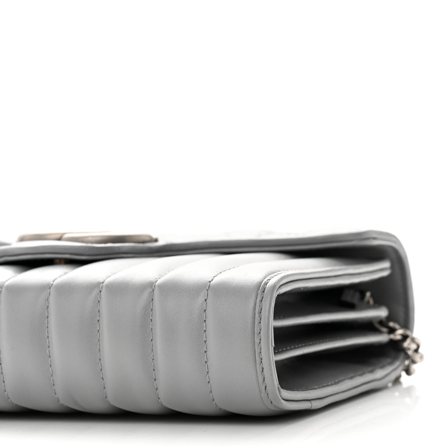 Calfskin Matelasse Aria GG Marmont Chain Wallet Deep Grey
