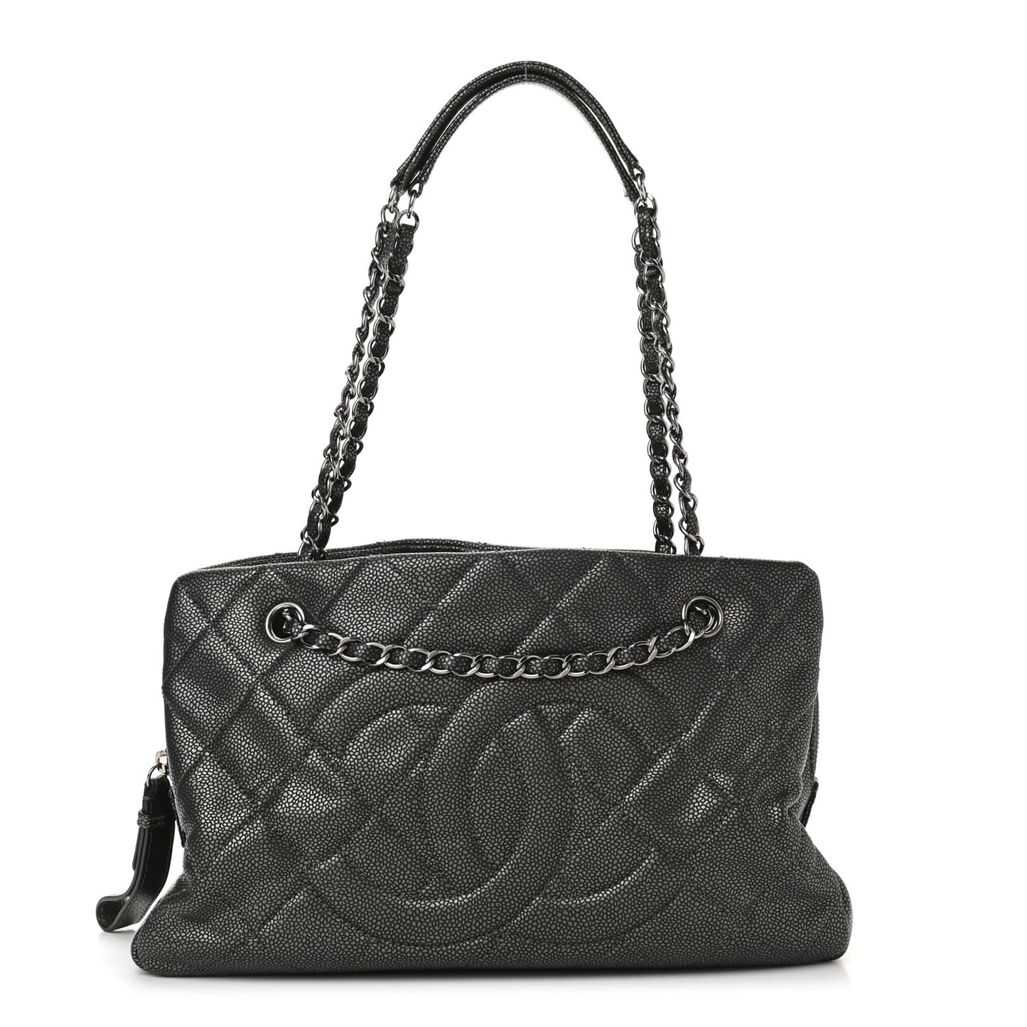 Caviar Quilted Timeless CC Shopping Tote Dark Grey