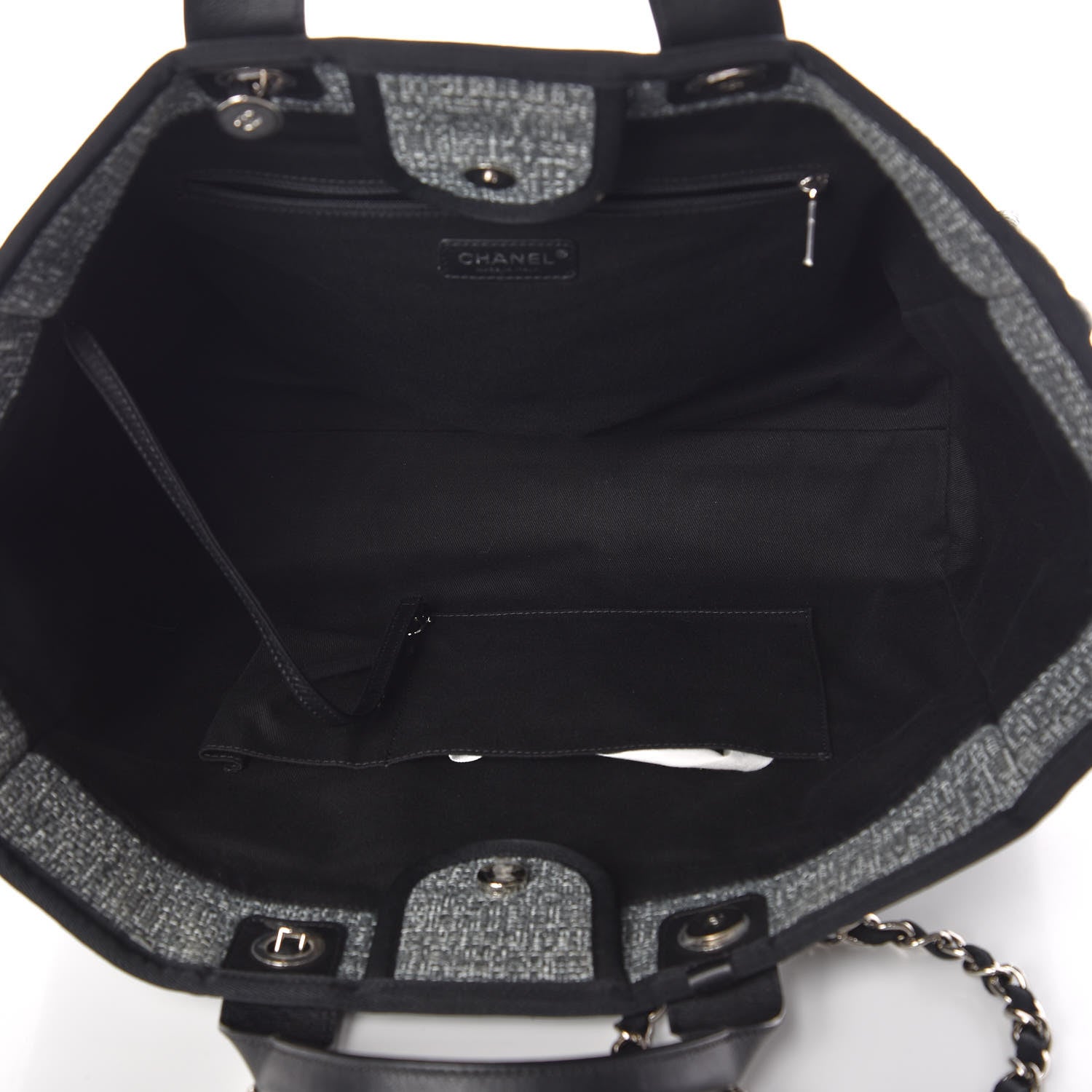 Chanel Canvas Large Deauville Tote Charcoal 5 of 9