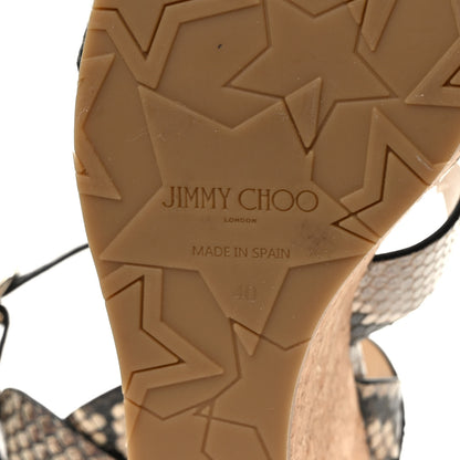 Jimmy Choo Snakeskin Effect Cork Aleili 100 Wedge Sandals 40 6 of 7
