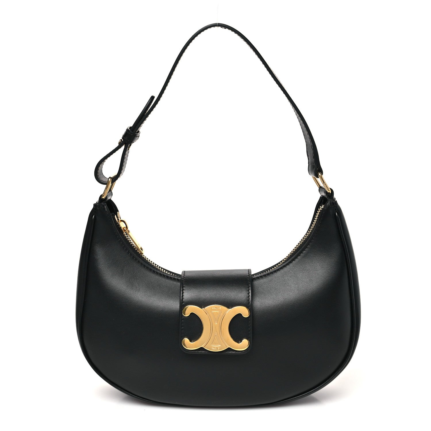 Celine Smooth Calfskin Medium Strap Ava Triomphe Shoulder Bag Black 1 of 10