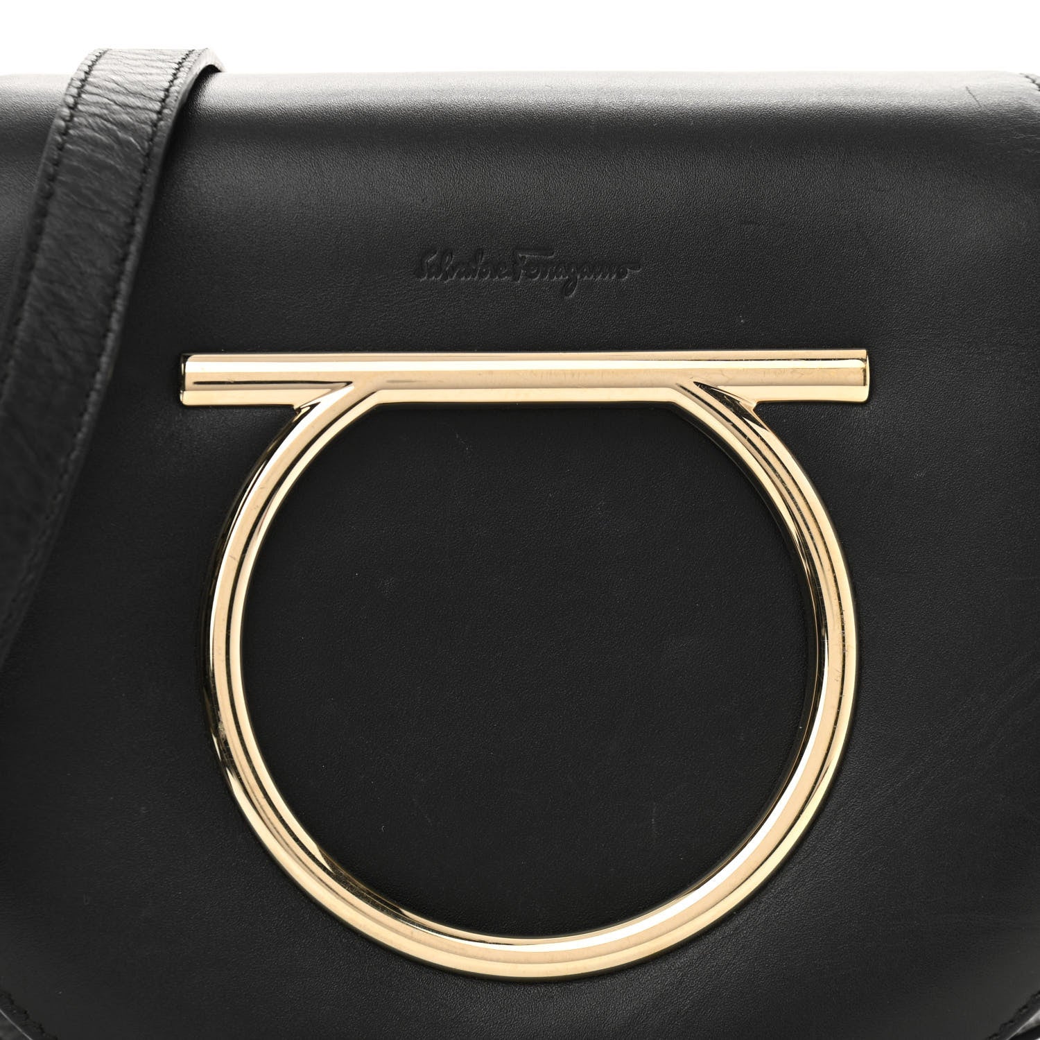 Salvatore Ferragamo Calfskin Small Vela Flap Bag Black 7 of 12