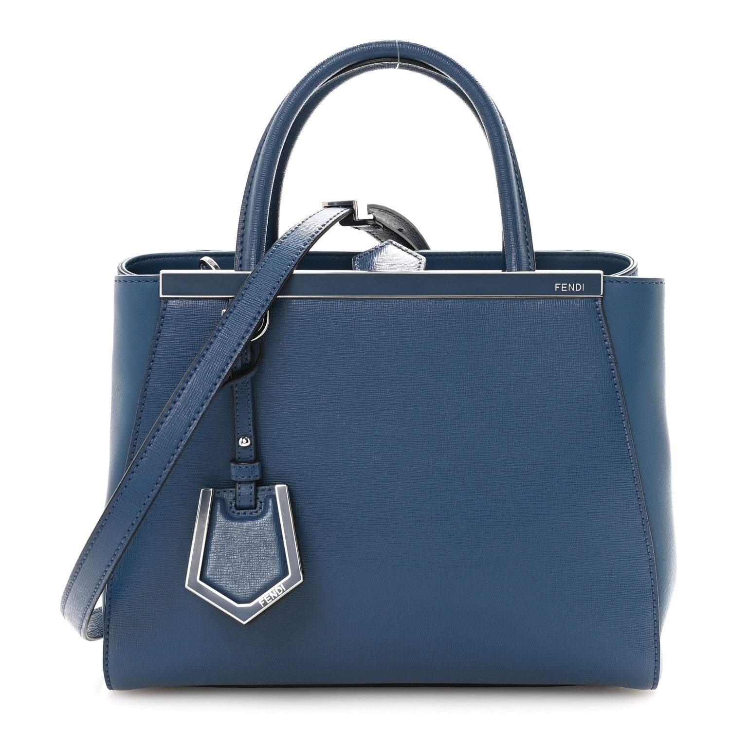 Fendi Vitello Elite Petite 2Jours Tote Blue Cobalto 1 of 10