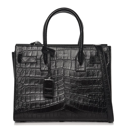 Saint Laurent Calfskin Crocodile Embossed Baby Sac De Jour Black 1 of 7