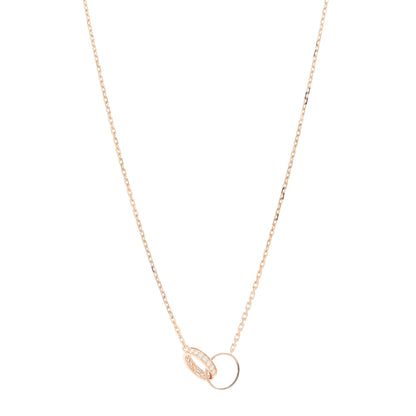 Cartier 18K Pink Gold Diamond Interlocking LOVE Necklace 1 of 3