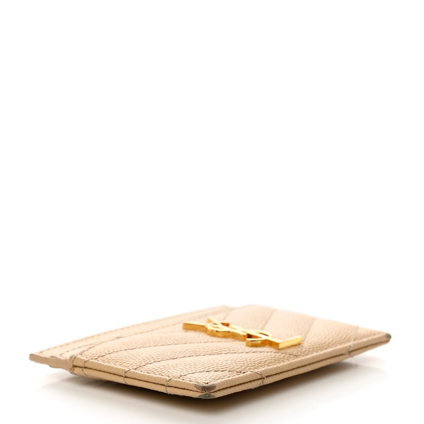 Grain De Poudre Matelasse Chevron Monogram Credit Card Case Dark Beige