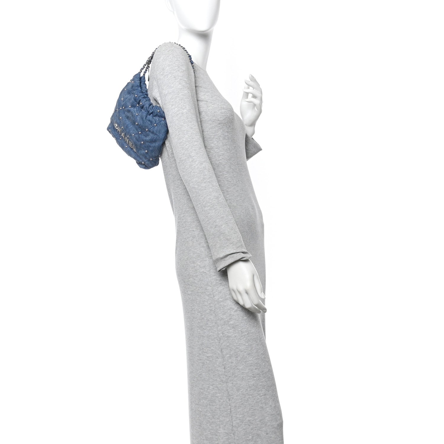 Chanel Washed Denim Quilted Studded Mini Chanel 22 Blue 1828374