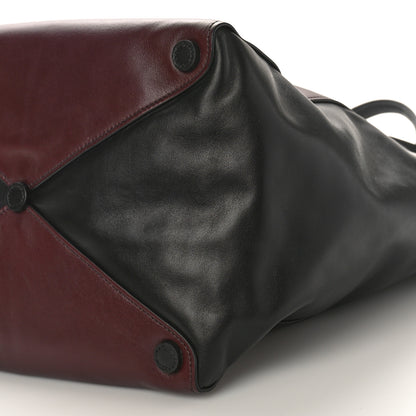 Prada Soft Calf Shopping Tote Black Burgundy 8 of 8