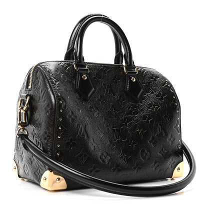 Louis Vuitton Calfskin Monogram Saga Speedy Trunk 25 Black 3 of 9