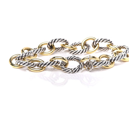 David Yurman Sterling Silver 18K Yellow Gold 12mm Large Oval Link Bracelet 3 of 3