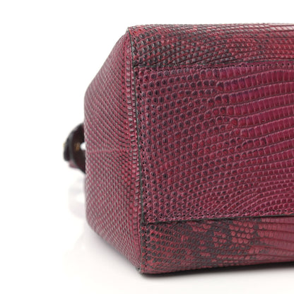 Fendi Lizard Togo Shiny Nappa Mini Peekaboo Iconic Satchel Barolo 7 of 8