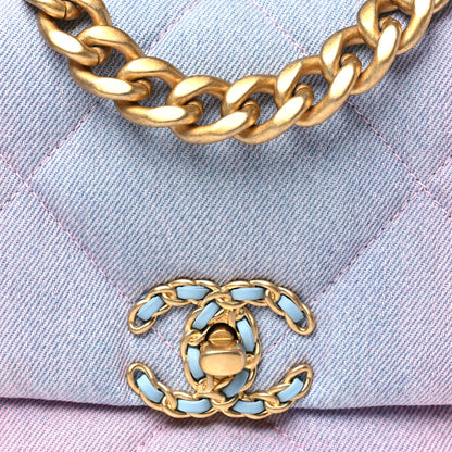 Chanel Denim Quilted Medium Chanel 19 Flap Blue Pink 8 of 10