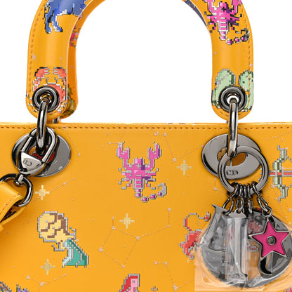 Christian Dior Calfskin Pixel Zodiac Small Lady Dior Yellow Multicolor 9 of 12