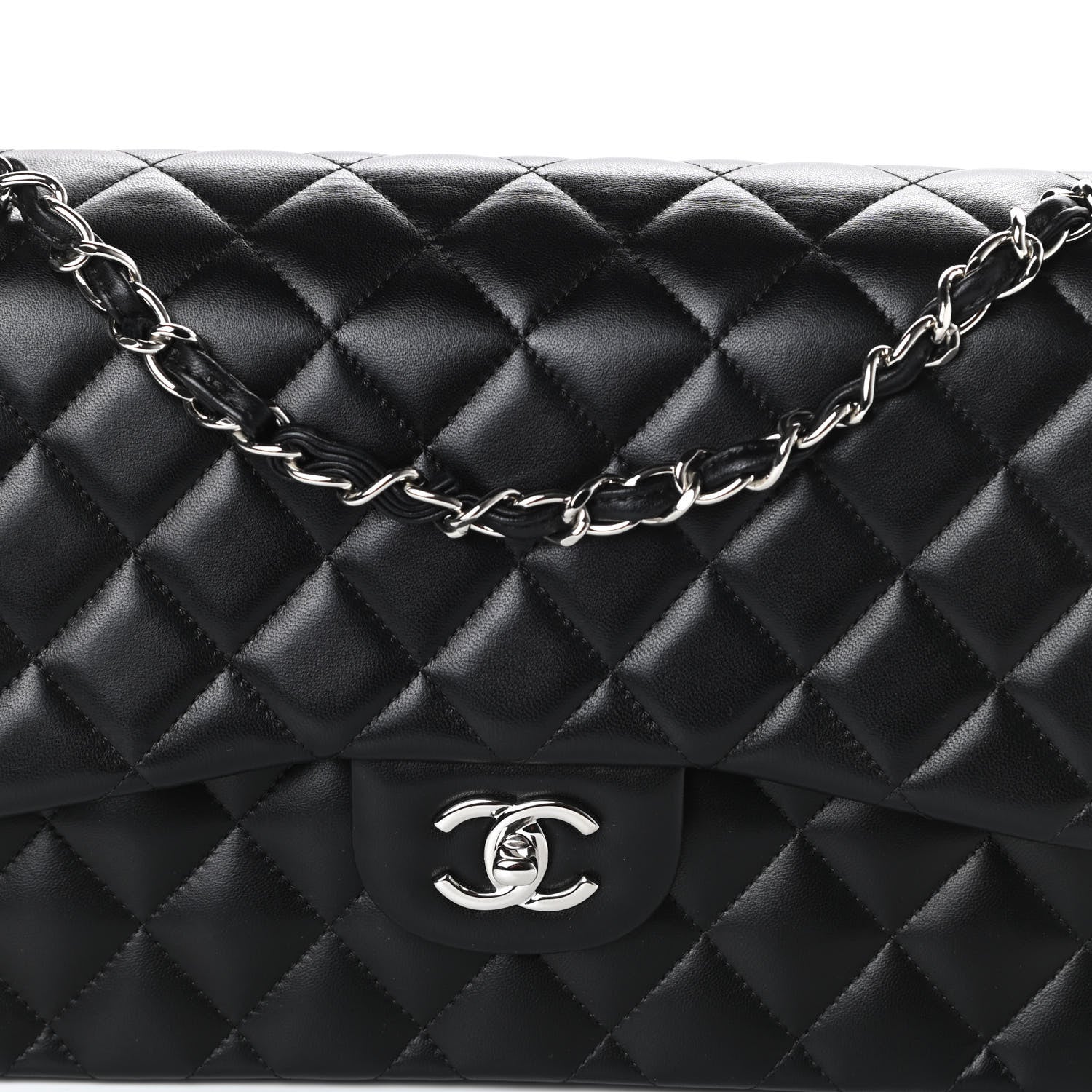Chanel Lambskin Quilted Jumbo Double Flap Black 8 of 10