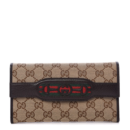 Gucci Monogram Interlocking G Horsebit Web Continental Wallet Dark Brown 1 of 9