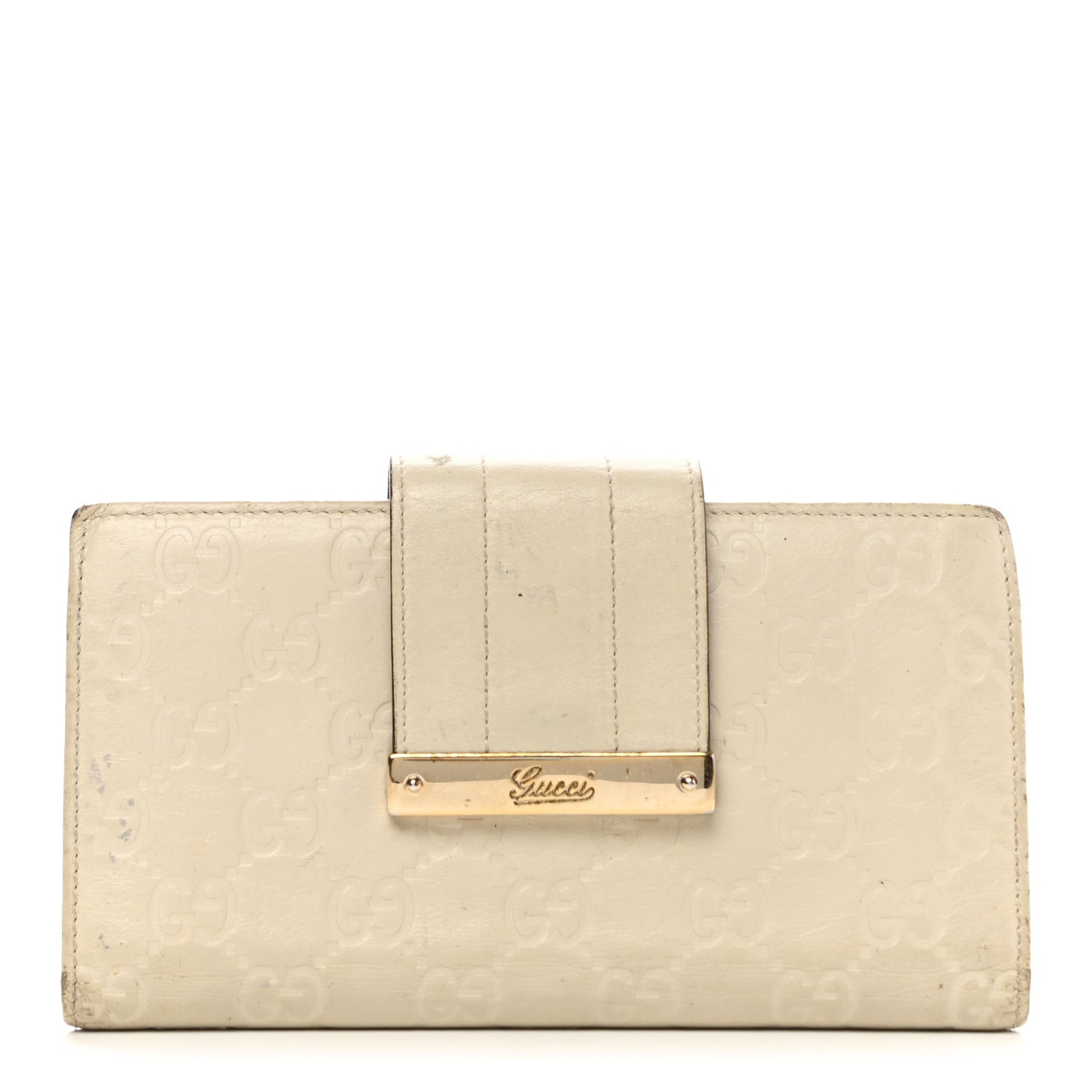 Guccissima Ladies Web Long Wallet Off White