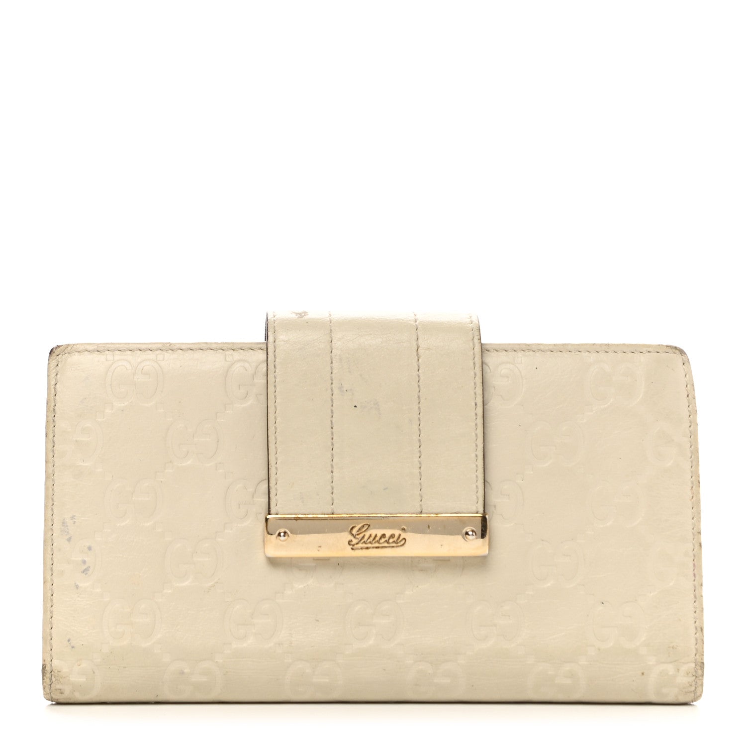 Gucci Guccissima Ladies Web Long Wallet Off White 1 of 15