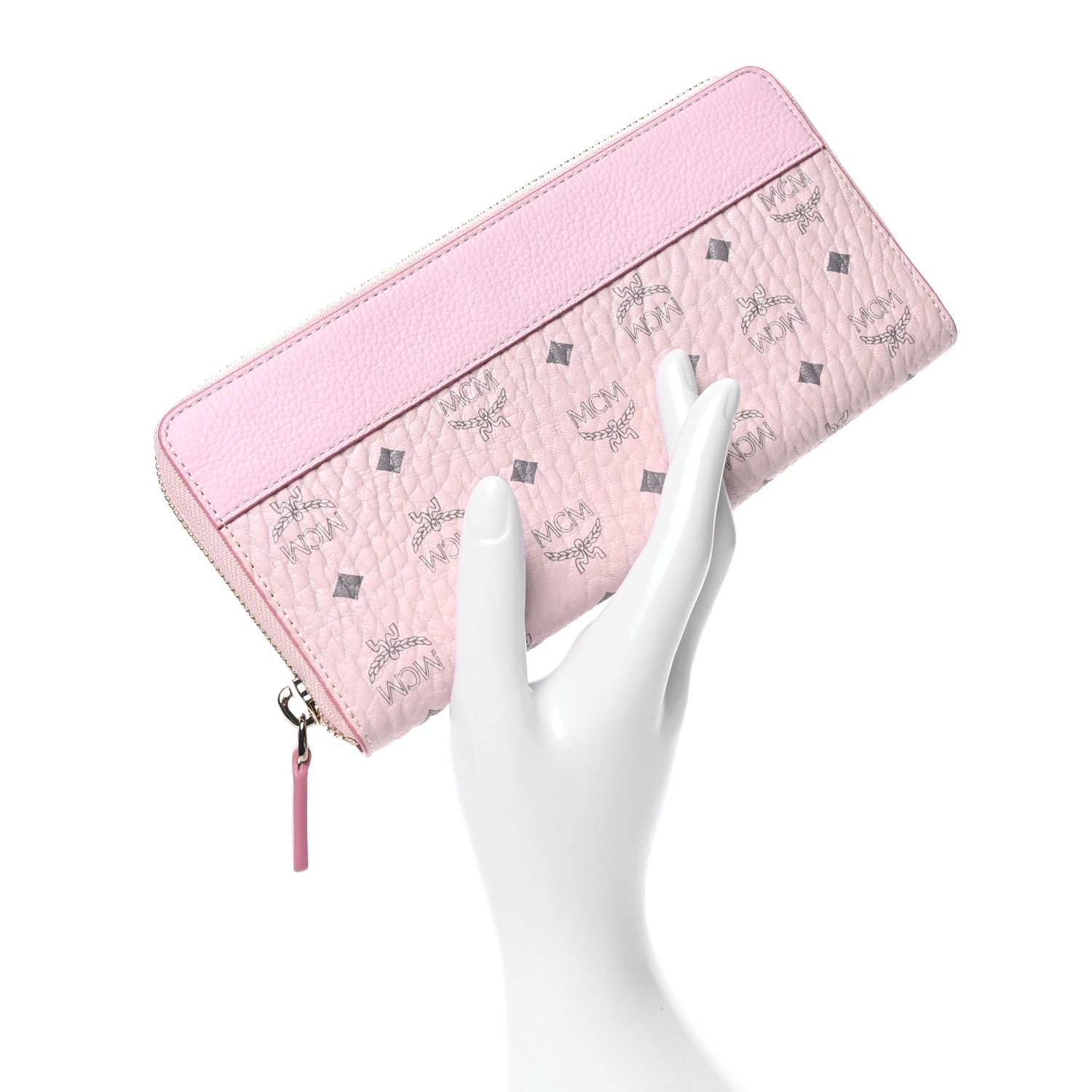 MCM Visetos Large Zip Around Wallet Powder Pink 2 of 10