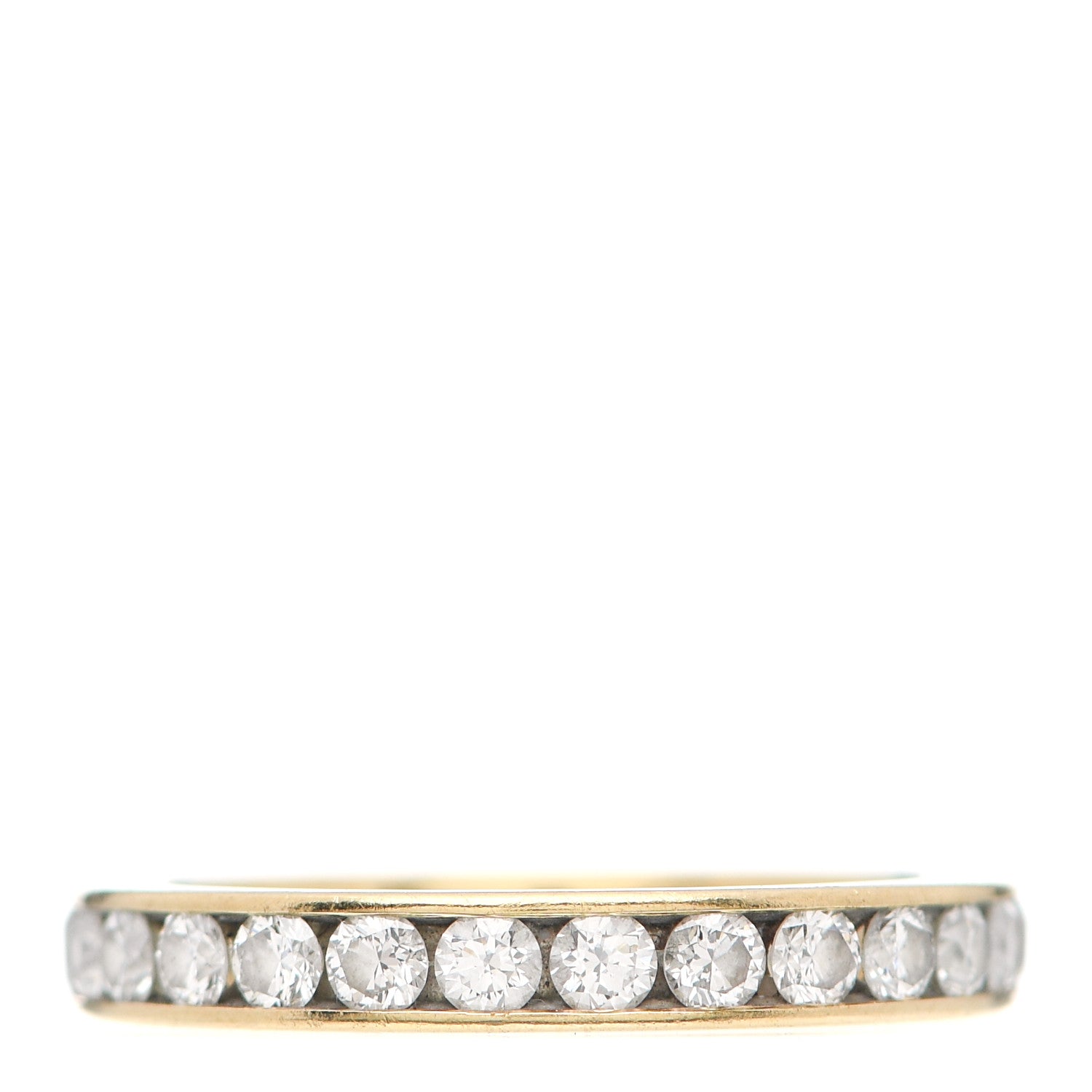 Tiffany 18K Yellow Gold Diamond 3mm Channel Set Band Ring 50 5.25 1 of 5