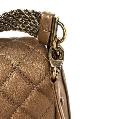 Chanel Metallic Goatskin Quilted Chain Handle Flap Dark Gold 10 of 11