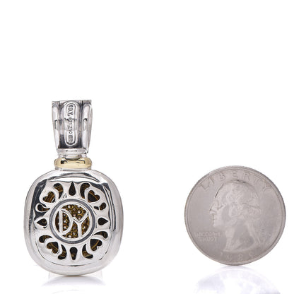 David Yurman Sterling Silver 18K Yellow Gold Diamond Albion Enhancer Pendant 2 of 3
