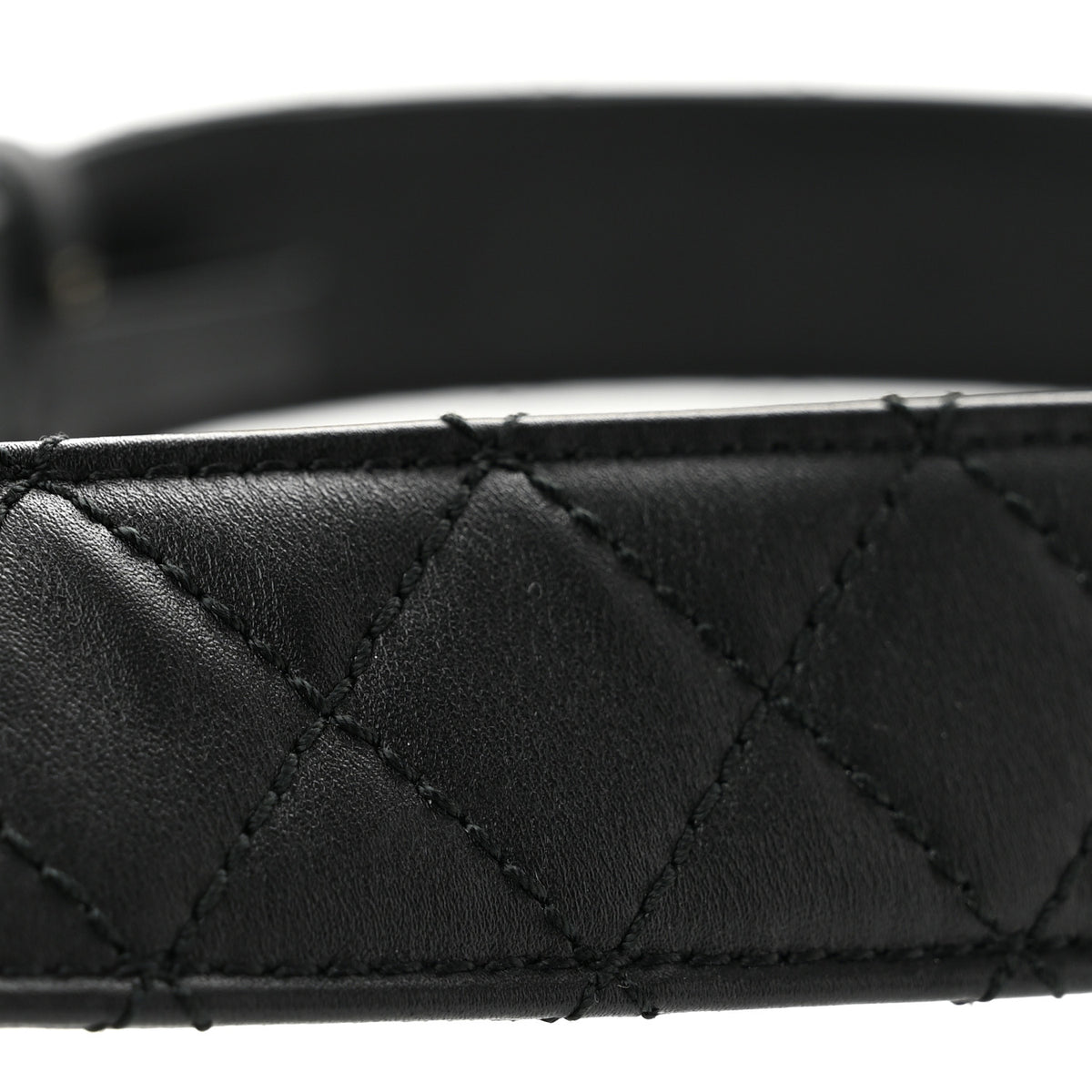 Calfskin Quilted CC Chain Belt 80 32 Black
