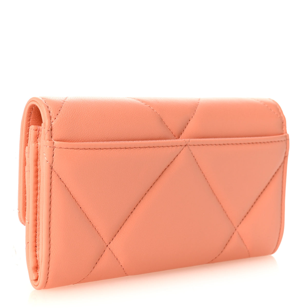 Chanel Lambskin Quilted Chanel 19 Flap Wallet Orange 3 of 10