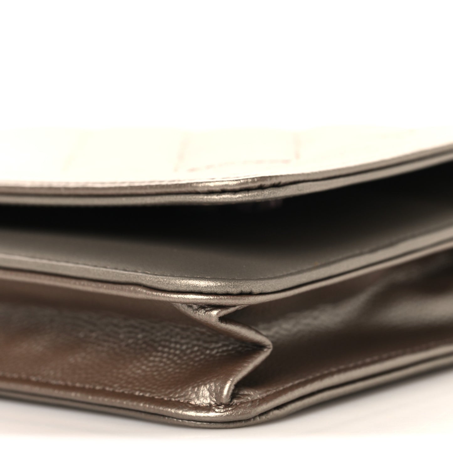 Metallic Caviar Quilted Boy Wallet On Chain WOC Copper