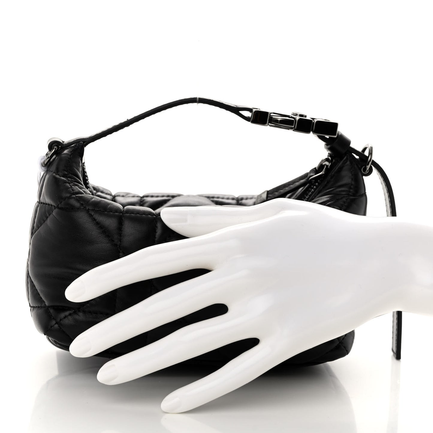 Calfskin Macrocannage Small Diortravel Nomad Pouch Black