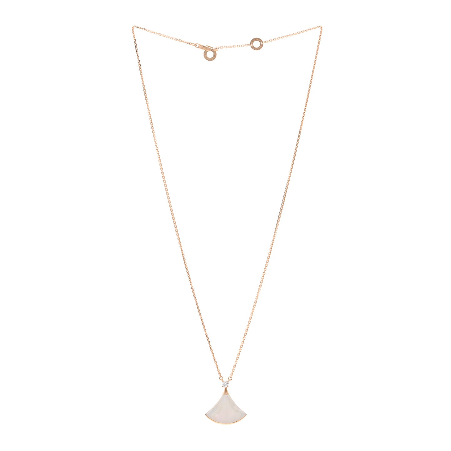 18K Rose Gold Diamond Mother of Pearl Divas' Dream Pendant Necklace
