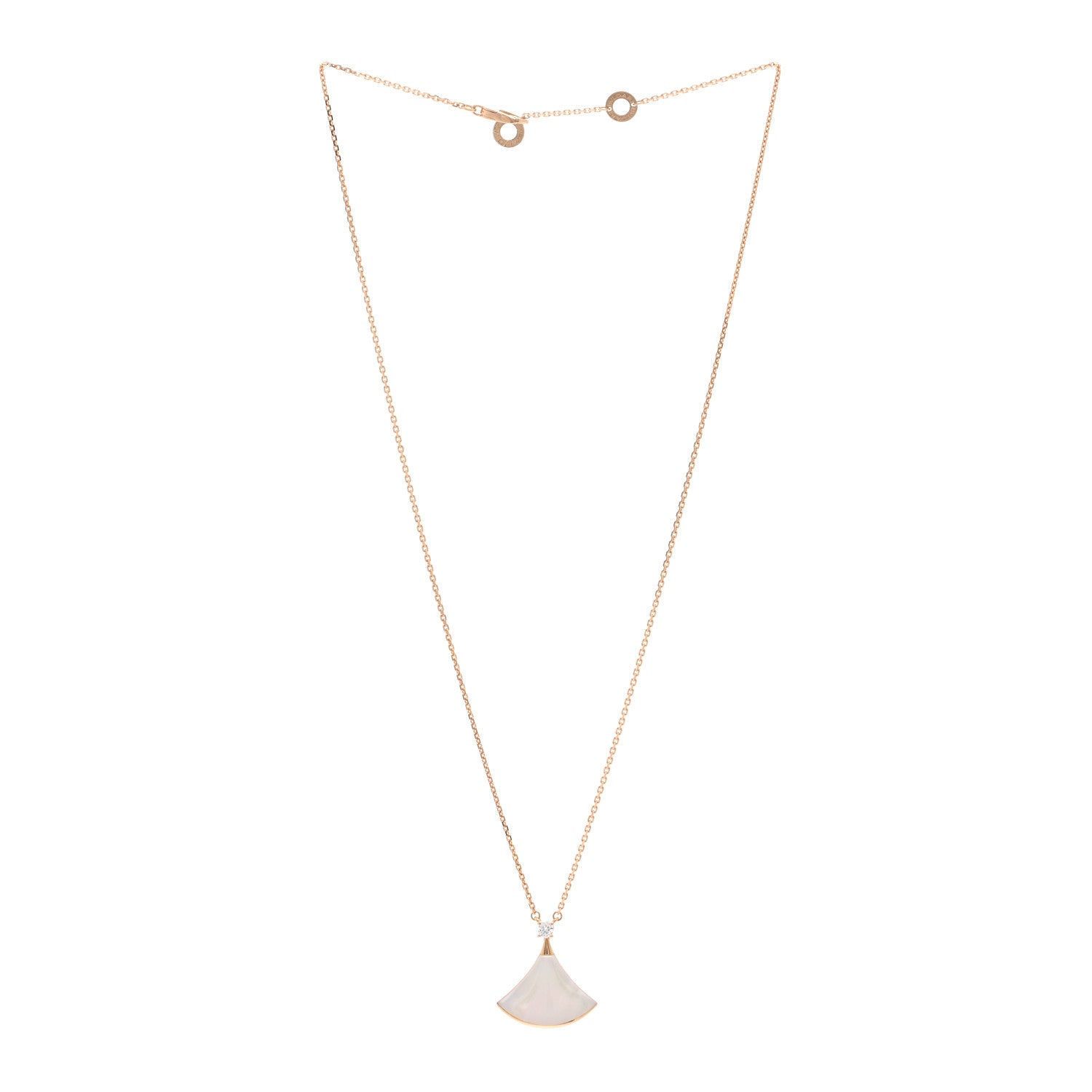 Bulgari 18K Rose Gold Diamond Mother of Pearl Divas' Dream Pendant Necklace 3 of 4
