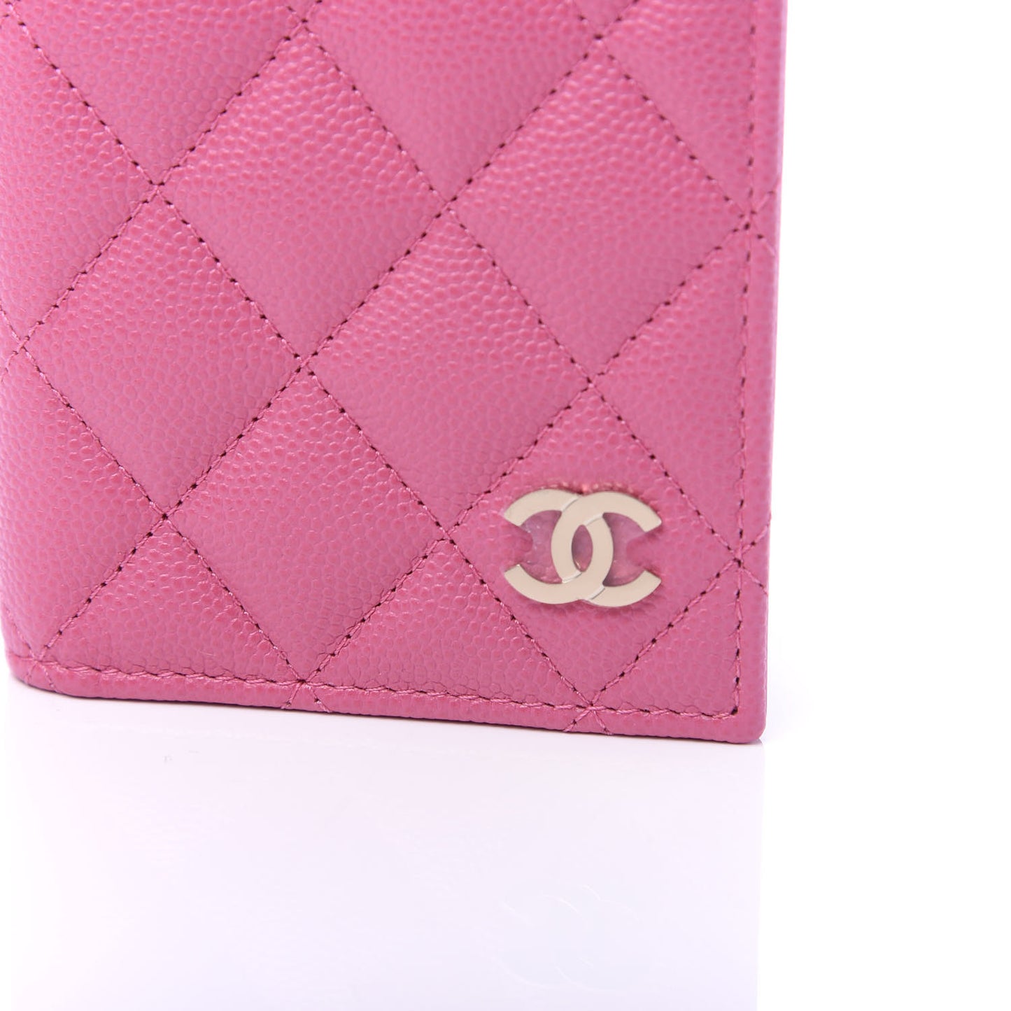 Caviar Quilted Card Holder Wallet Pink