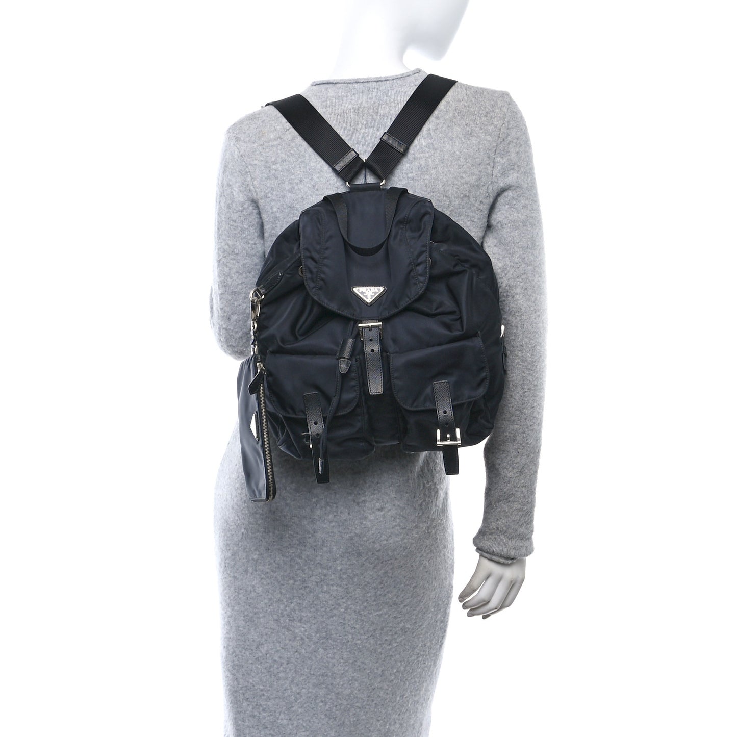 Re-Nylon Vela Saffiano Medium Backpack Black