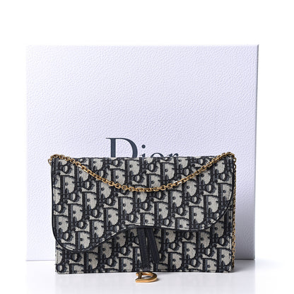 Christian Dior Oblique Saddle Chain Pouch Blue 9 of 9