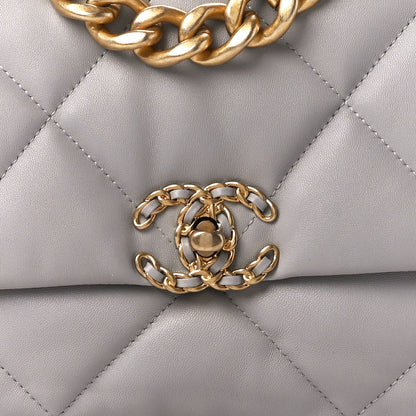 Chanel Goatskin Quilted Large Chanel 19 Flap Grey 8 of 10