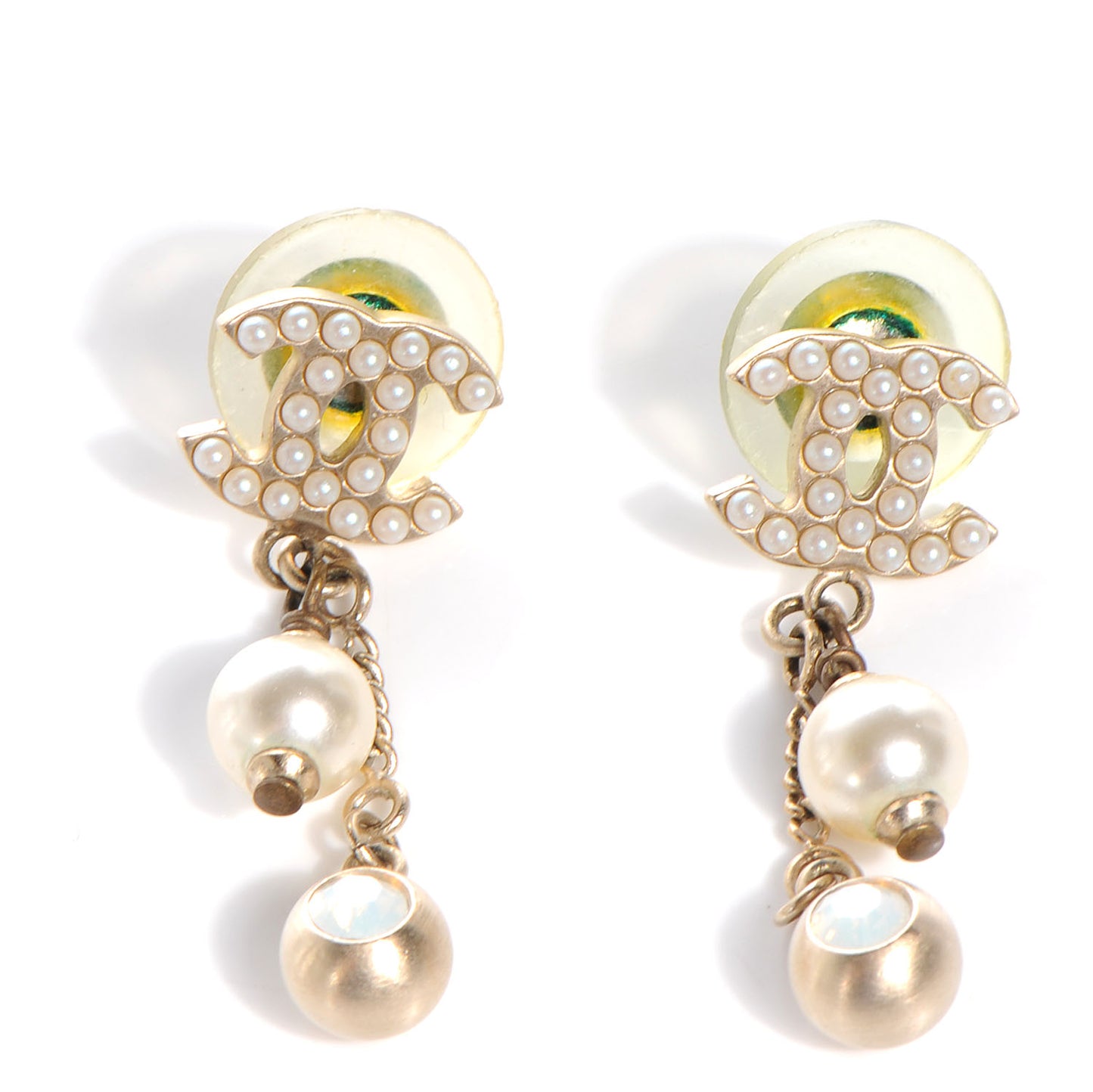 CC Pearl Tear Drop Clip On Earrings Gold