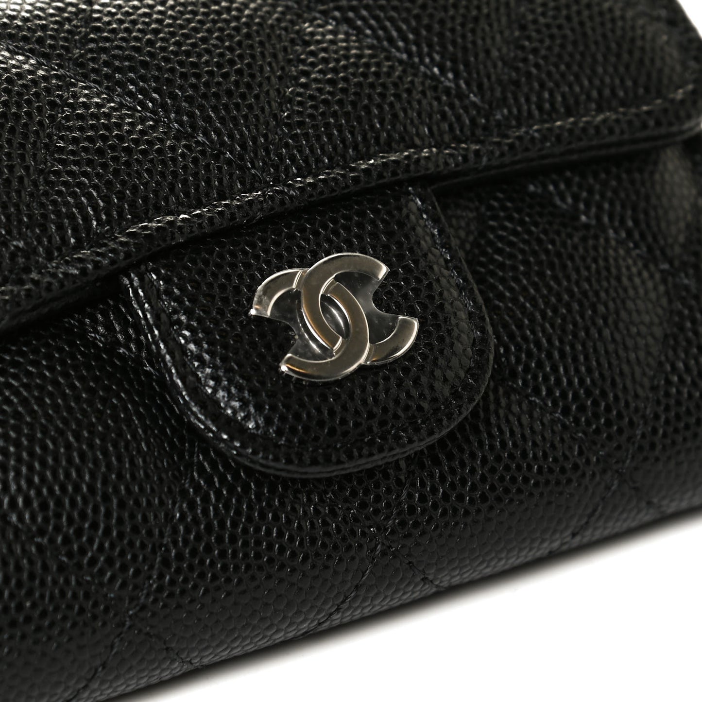 Caviar Quilted Classic 4 Key Holder Wallet Black