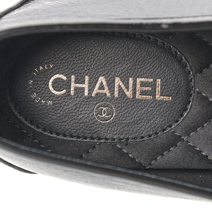 Chanel Crackled Patent Calfskin CC Mocassin Loafers 38.5 Black 9 of 11