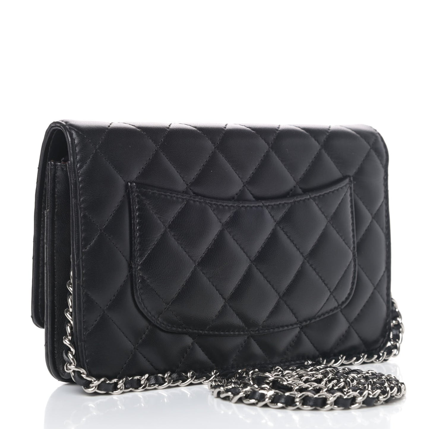 Lambskin Quilted Wallet On Chain WOC Black