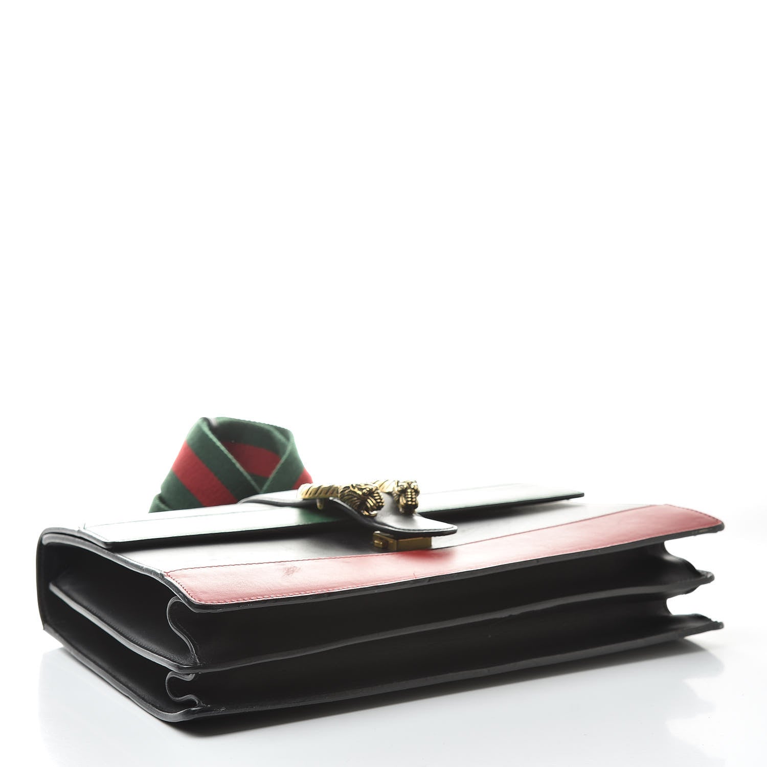 Gucci Calfskin Bamboo Web Large Dionysus Top Handle Bag Black Bright Evergreen Hibiscus Red 4 of 23