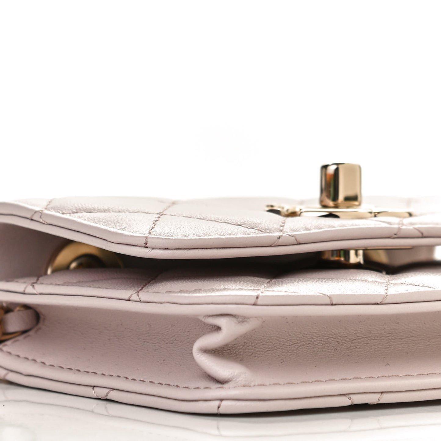 Lambskin Quilted Trendy CC Card Holder On Chain Light Purple