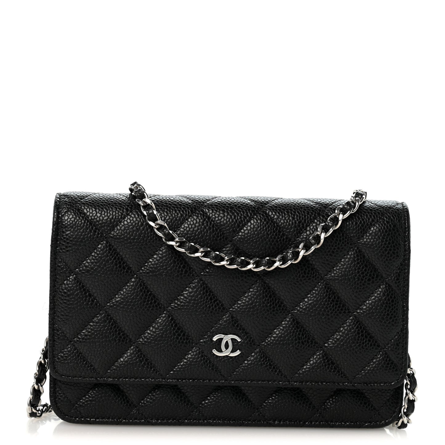 Caviar Quilted Wallet on Chain WOC Black