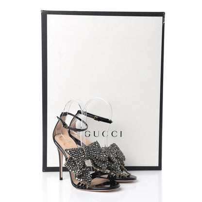 Gucci Patent Crystal Removable Bow Sandals 35.5 Black 10 of 10