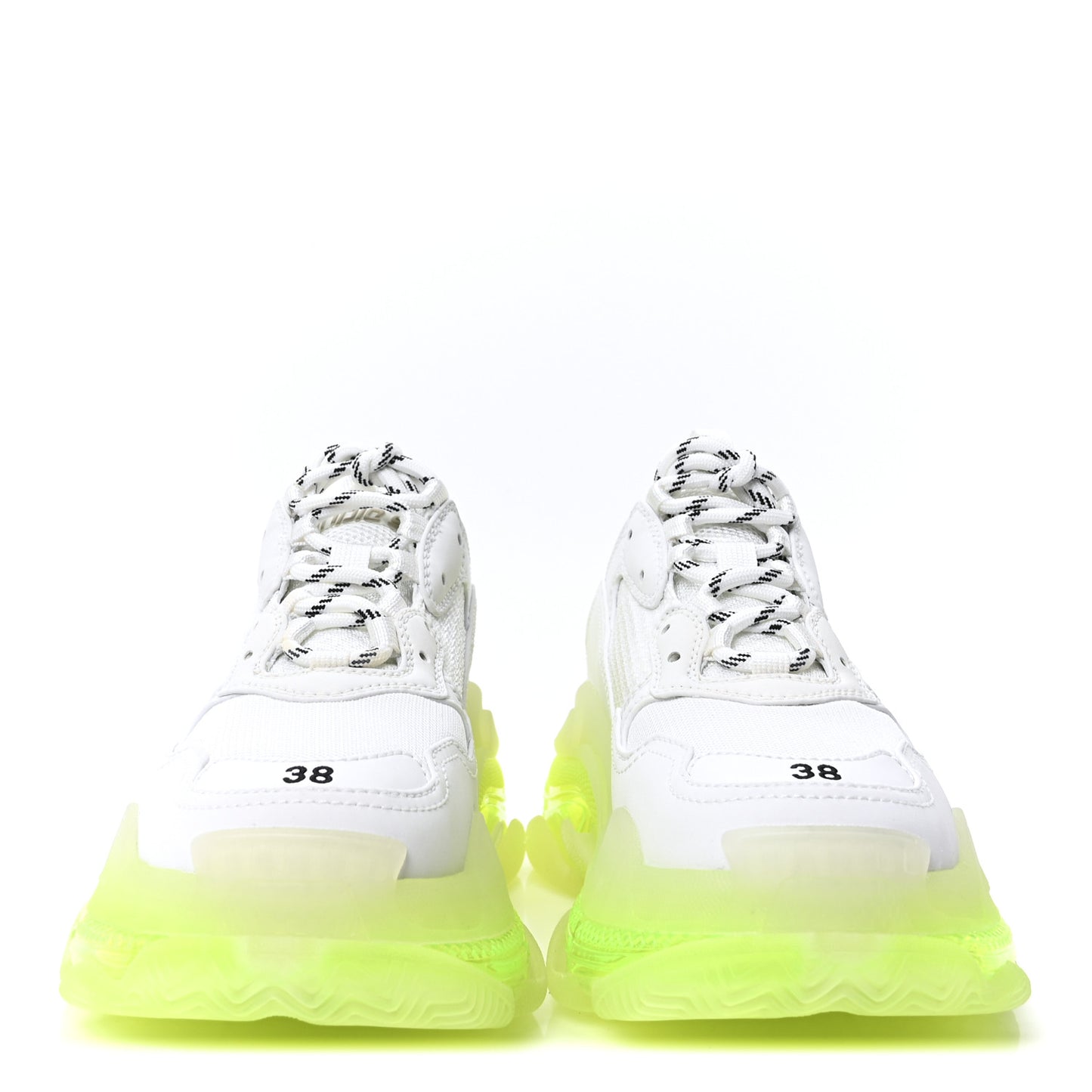Fabric Mesh Clear Sole Fluo Womens Triple S Sneakers 38 White Fluo Yellow