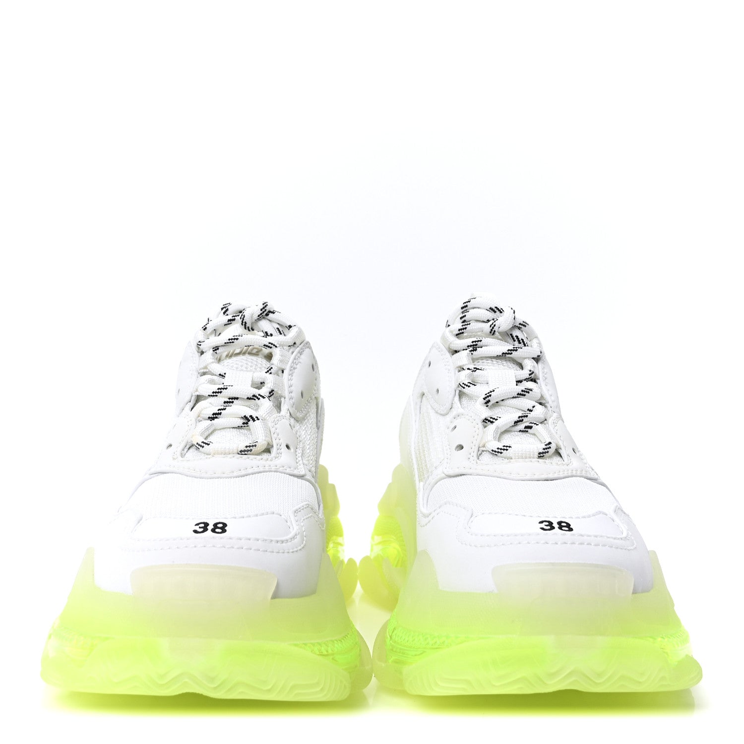 Balenciaga Fabric Mesh Clear Sole Fluo Womens Triple S Sneakers 38 White Fluo Yellow 3 of 8