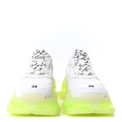 Balenciaga Fabric Mesh Clear Sole Fluo Womens Triple S Sneakers 38 White Fluo Yellow 3 of 8