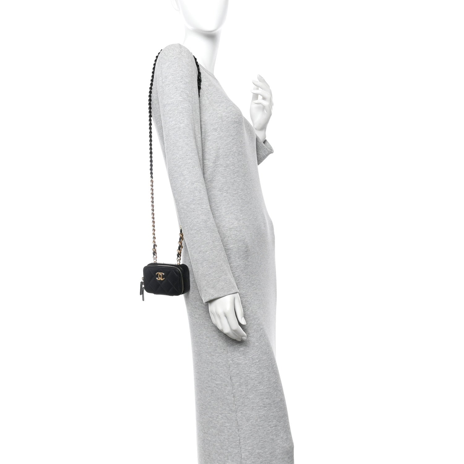 Chanel Lambskin Quilted Mini Lacquered Chain Clutch Black 2 of 10